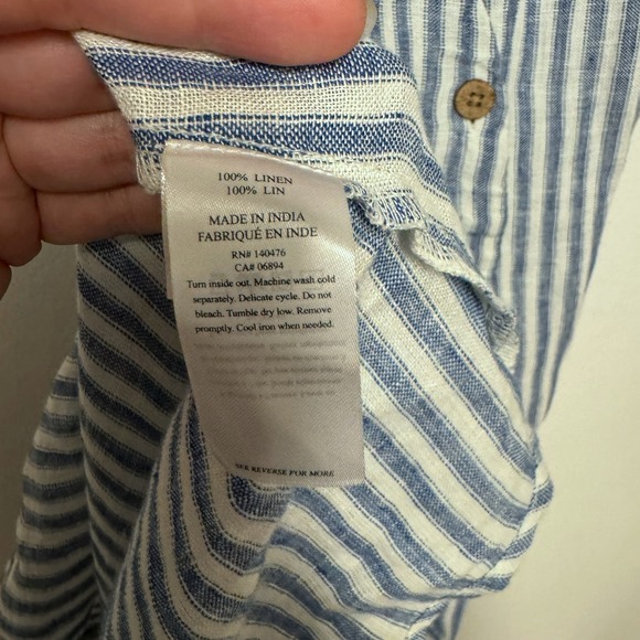 NWOT Margaux Stripe Belted Linen Midi Dress - Sleeveless Button-Front - Picture 6 of 10